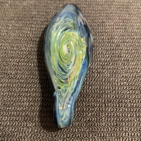 Abstract handmade hand blown glass pendant beautiful multicolor wearable art - Picture 5 of 16